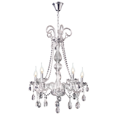Polished Chrome Chandelier with Crystals